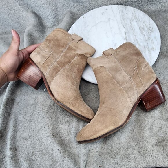 Vince Camuto Shoes Womens Size 8 Maves Brown Suede Block Heel Ankle Boots *GUC* - Picture 7 of 14